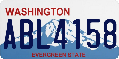WA license plate ABL4158