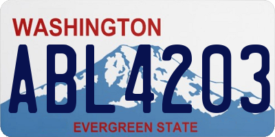 WA license plate ABL4203