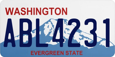 WA license plate ABL4231