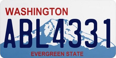 WA license plate ABL4331