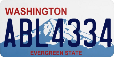 WA license plate ABL4334