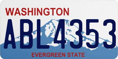 WA license plate ABL4353