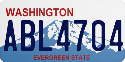 WA license plate ABL4704