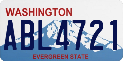 WA license plate ABL4721