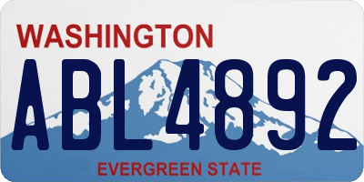 WA license plate ABL4892