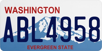 WA license plate ABL4958