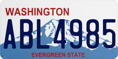 WA license plate ABL4985