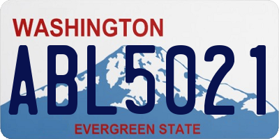 WA license plate ABL5021