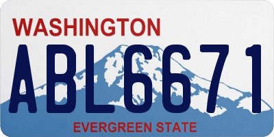 WA license plate ABL6671