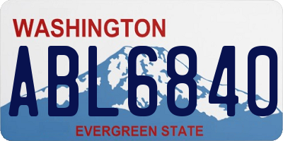 WA license plate ABL6840