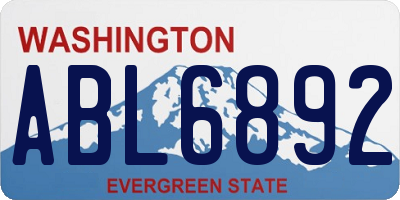 WA license plate ABL6892