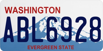 WA license plate ABL6928