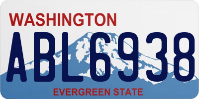 WA license plate ABL6938