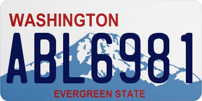 WA license plate ABL6981