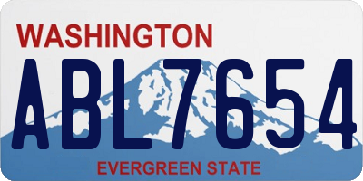 WA license plate ABL7654