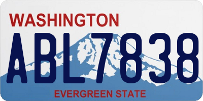 WA license plate ABL7838