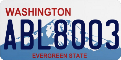 WA license plate ABL8003