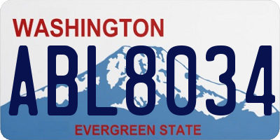 WA license plate ABL8034