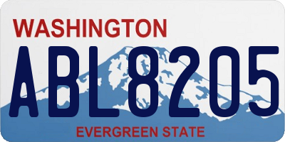 WA license plate ABL8205