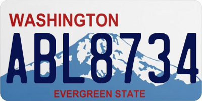 WA license plate ABL8734