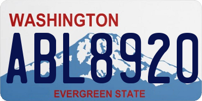 WA license plate ABL8920