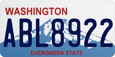 WA license plate ABL8922
