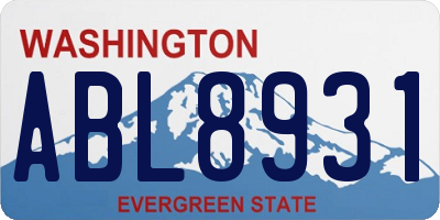 WA license plate ABL8931