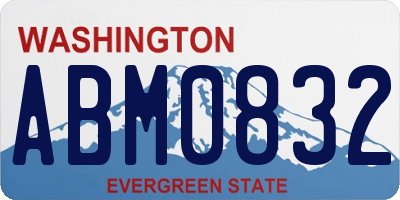 WA license plate ABM0832