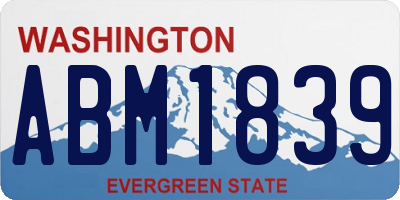 WA license plate ABM1839