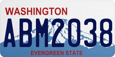 WA license plate ABM2038