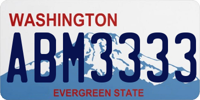 WA license plate ABM3333
