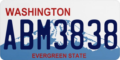WA license plate ABM3838