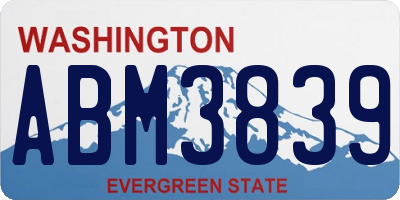 WA license plate ABM3839