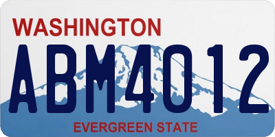 WA license plate ABM4012