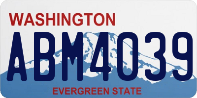 WA license plate ABM4039