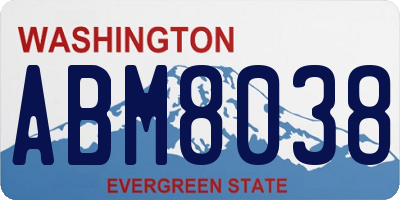 WA license plate ABM8038