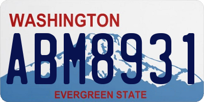 WA license plate ABM8931
