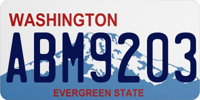WA license plate ABM9203