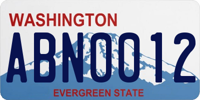 WA license plate ABN0012
