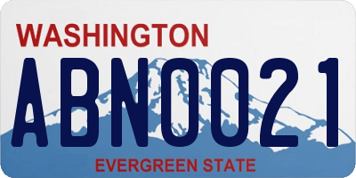 WA license plate ABN0021