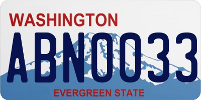 WA license plate ABN0033