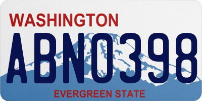 WA license plate ABN0398
