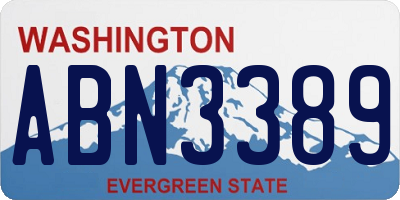 WA license plate ABN3389