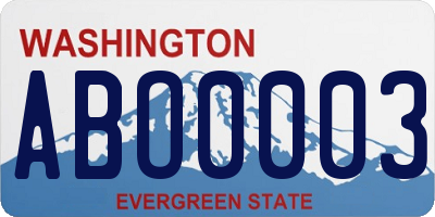 WA license plate ABO0003