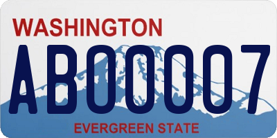 WA license plate ABO0007