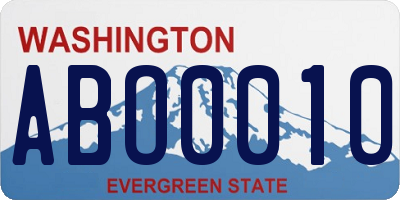 WA license plate ABO0010