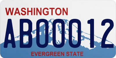 WA license plate ABO0012