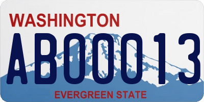 WA license plate ABO0013