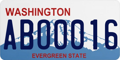 WA license plate ABO0016