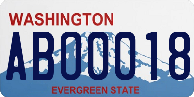 WA license plate ABO0018
